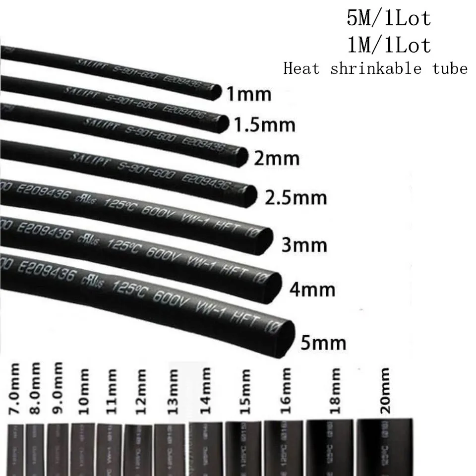 열 수축 튜브, 검은색, 5 /1 미터, 1mm, 1.5mm, 2mm, 2.5mm, 3mm, 3.5mm, 4mm, 5mm, 6mm title=열 수축 튜브, 검은색, 5 /1 미터, 1mm, 1.5mm, 2mm, 2.5mm, 3mm, 3.5mm, 4mm, 5mm, 6mm 