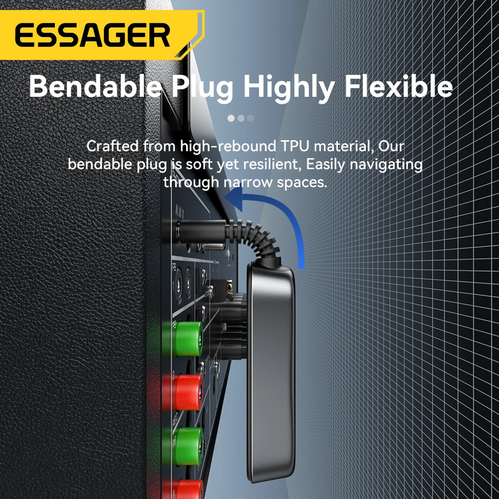 Essager 블루투스 5.1 오디오 리시버 송신기, 마이크 포함, 3.5mm, 3.5 AUX, 스테레오 음악, PC TV, 자동차 스피커용 무선 어댑터