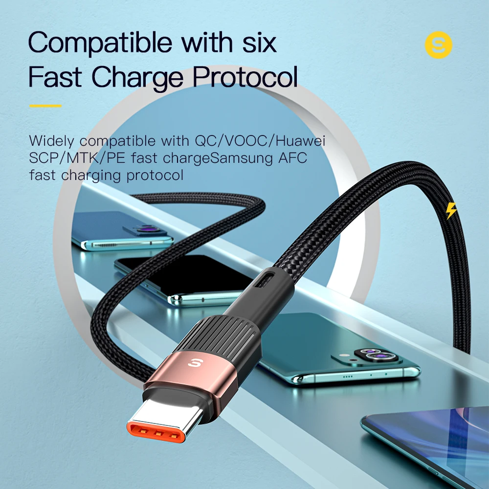 Essager-7A USB c타입 케이블, 리얼미, 화웨이 P30 프로 고속 충전 케이블, 삼성 리얼미 Oneplus Poco F3 용 USB 데이터 코드 와이어