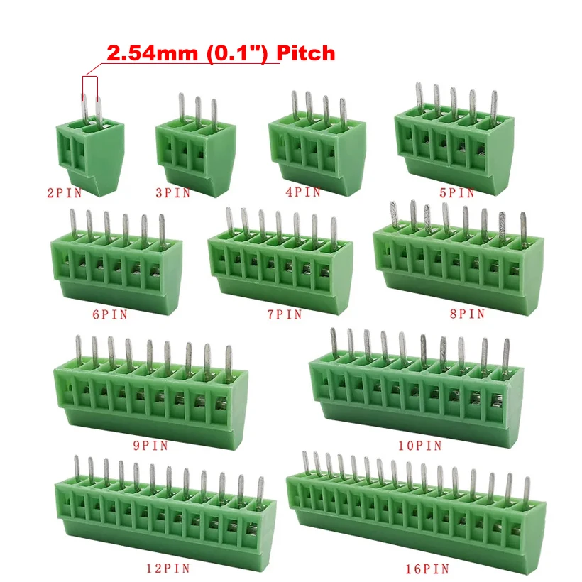 와이어용 미니 PCB 나사 터미널 블록 커넥터, KF128, 2.54mm, 0.1 인치 피치, 2P, 3P, 4P, 5P, 6P, 7P, 8P, 9P, 10P, 12P, 16P 터미널