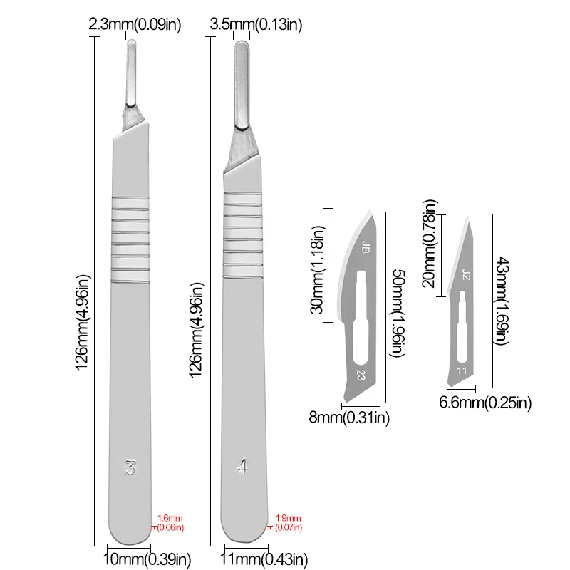 탄소강 수술용 메스 날 + 손잡이 메스 1 개, DIY 절단 도구, PCB 수리 동물 수술용 칼, 11 23, 10 개