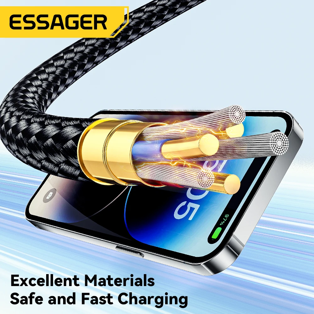 Essager 아이폰용 USB C 타입 케이블, 아이패드 맥북용 조명 날짜 와이어, 고속 충전 케이블, 아이폰 14, 13, 12, 11 프로 맥스, 8 플러스, 20W