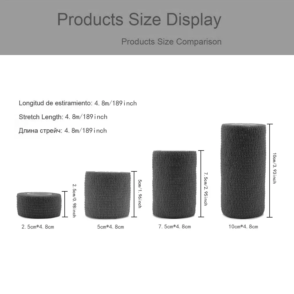 다채로운 스포츠 자체 접착 탄성 붕대 랩 테이프, 무릎 지지 패드, 손가락 발목 손바닥 어깨, 4.8m
