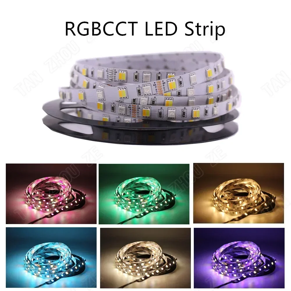 SMD 5050 RGB LED 스트립, 방수 5M, 300LED, DC 12V, 24V, CCT, RGBCCT, RGBW, RGBWW, 따뜻한 화이트, NW, 피타 LED 조명 스트립