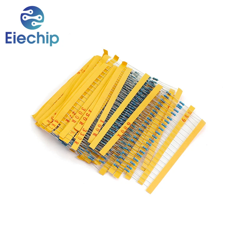 300/600pcs 1/4w 금속 필름 저항기 30 값 저항 키트 10R-1M 0.25W 1% 저항기 세트