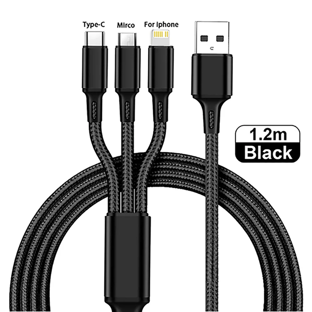 나일론 브레이드 범용 충전 코드, USB C 타입 케이블, 아이폰 14, 샤오미, 화웨이 메이트 40 용, 3 인 1 title=나일론 브레이드 범용 충전 코드, USB C 타입 케이블, 아이폰 14, 샤오미, 화웨이 메이트 40 용, 3 인 1 