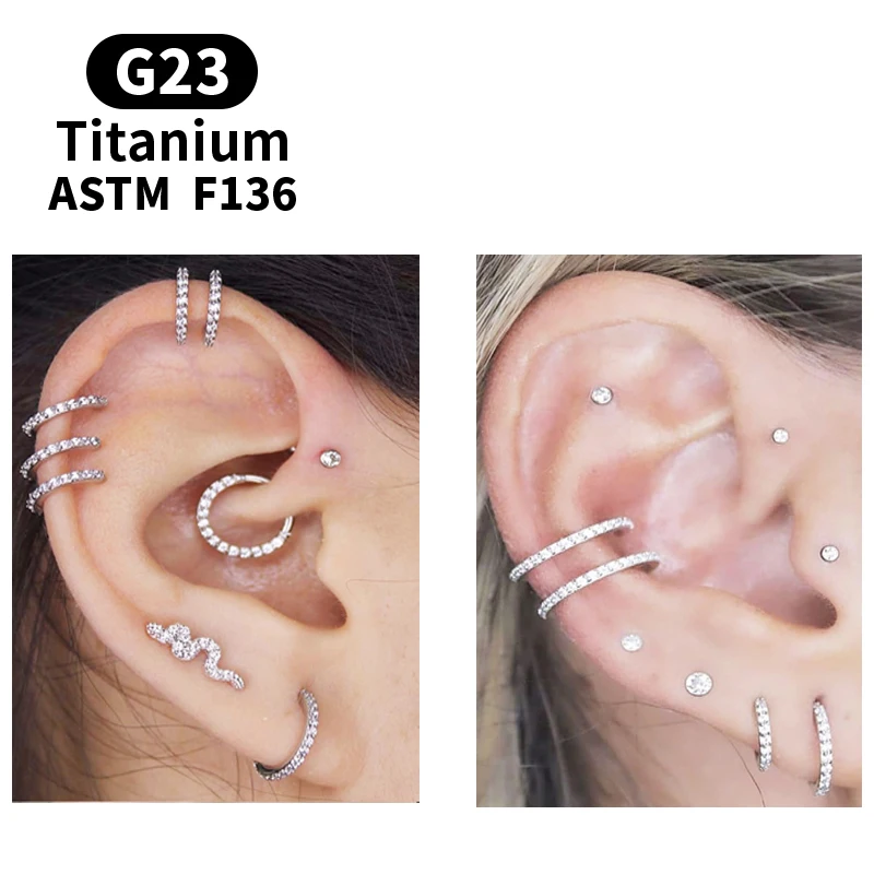 여성용 라운드 귀걸이 티타늄 노즈 링, 18G 16G, G23 F136 경첩 리모콘, 오픈 다이어프램 노즈 링, 패션 여성 피어싱 쥬얼리