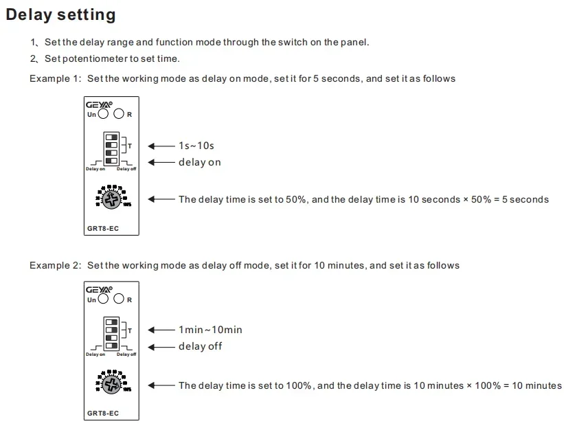 GEYA GRT8-EC 이중 기능 타이머 릴레이, 지연 온 또는 오프 지연 릴레이, AC220V, DC24V, AC380V, ACDC24V-240V 타임 릴레이 CE CB ROHS, 10A