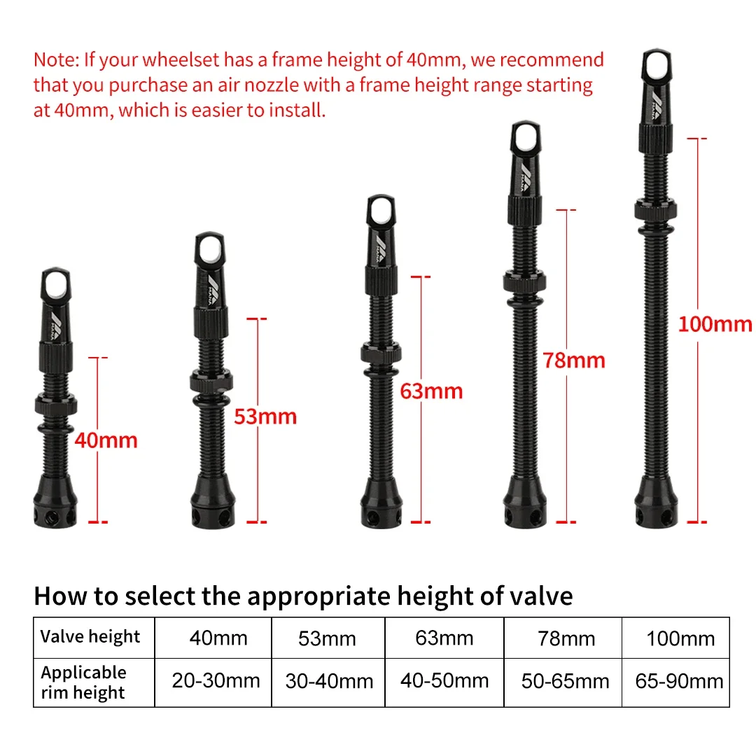 MANA 1쌍 40/53/63/78/100mm 자전거용 Presta 밸브 7075 알루미늄 합금 튜블리스 도로/MTB/그라벨 바이크용 - ELITEWHEELS 밸브