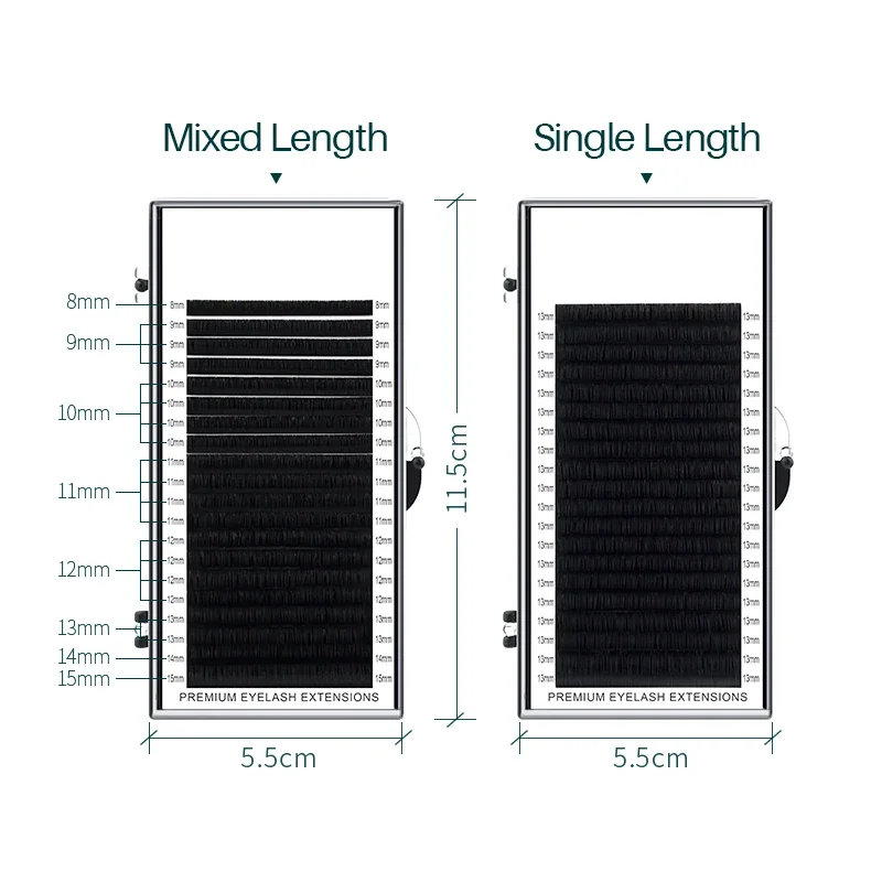 H & L SINCE 1990 20 줄 인조 속눈썹, 개별 속눈썹 연장, 다크 블랙, 매트 소프트, 내추럴 속눈썹 연장