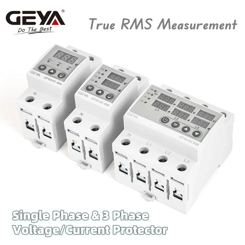 GEYA GPS8 Din Rail 과전류 보호 장치 과전압 저전압 보호 장치 63A 220VAC