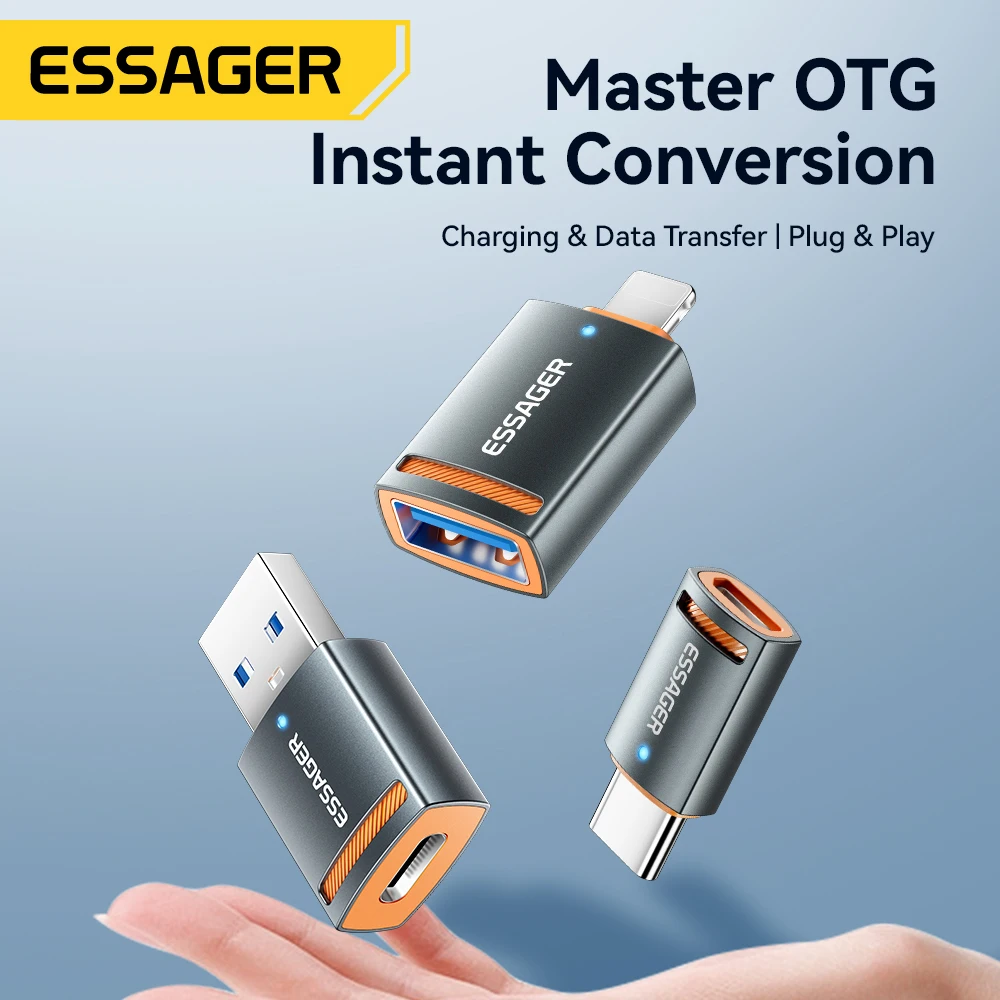 Essager USB3.0 OTG 어댑터, 맥북, 샤오미, 아이폰용, C타입 USB-A 마이크로 암-USB 마이크로 iP C타입 수 변환기