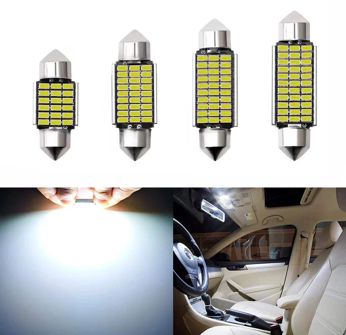 자동차 LED 전구 Canbus C10W C5W LED 축제 31mm 36mm 39mm 41mm 오류 없음, 12V 6000K 흰색, 자동차 인테리어 돔 독서등, 2 개 6 개