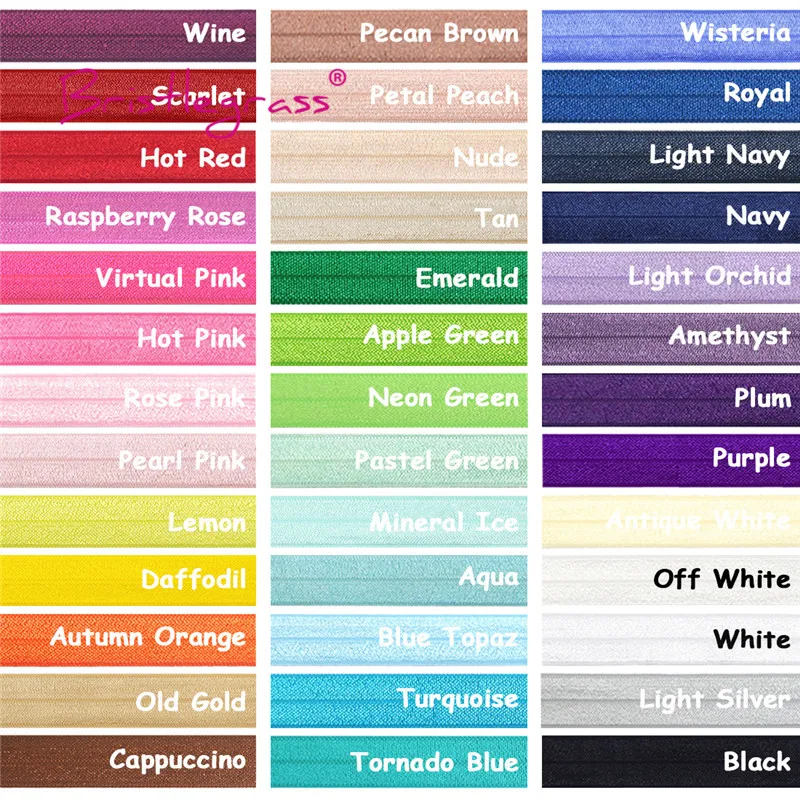 BRISTLEGRASS 솔리드 샤이니 FOE 폴드 오버 탄성 스판덱스 새틴 밴드 헤어 타이 헤드밴드 드레스 바느질 레이스 트림, 2 5 10 야드 3/4 인치 20mm