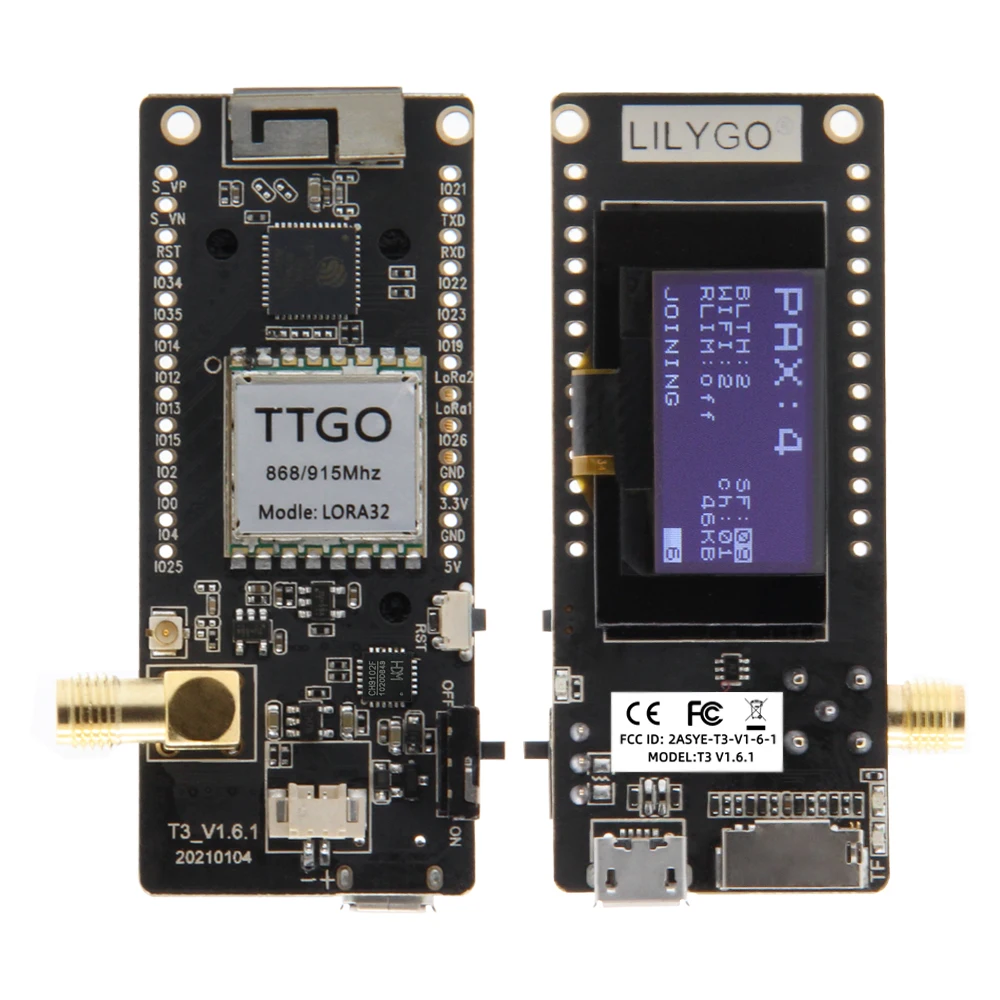 LILYGO®TTGO LoRa32 V2.1 _ 1.6 버전 433/868/915Mhz ESP32 LoRa OLED 0.96 인치 SD 카드 블루투스 WIFI 무선 모듈 ESP-32 SMA