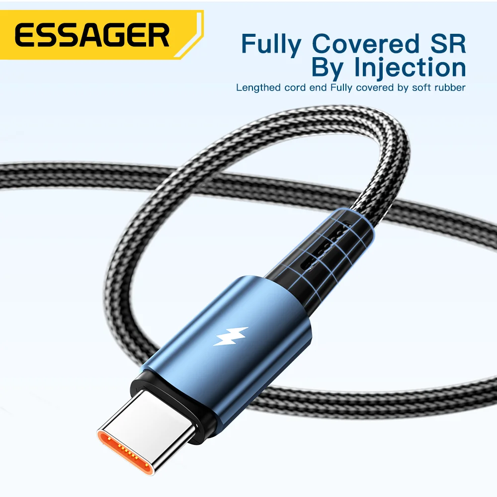 Essager-120W 초고속 충전 타입-C 67W 케이블 고속 충전 USB 케이블 6A, 샤오미 12Pro 레드미 K50 노트 11Pro 블랙 샤크 5Pro 용