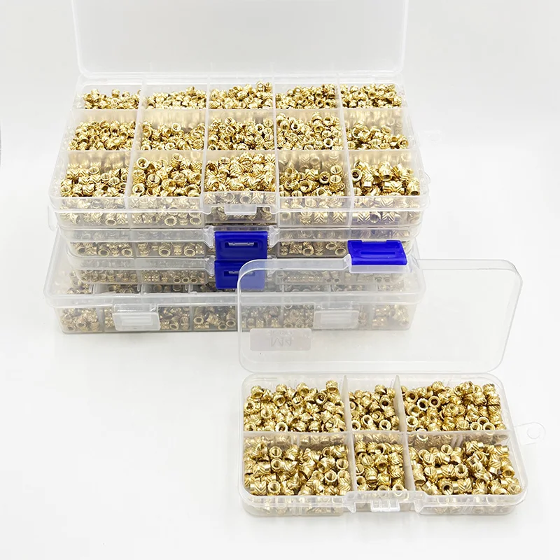 3D 인쇄 플라스틱용 황동 나사산 인서트 너트 키트, M2 M2.5 M3 M4 M5 M6 M8 핫멜트 열 널링 삽입 구리 인서트 너트