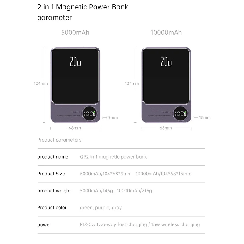 맥세이프 보조배터리 10000mAh power bank 용 iPhone 15 14, 13, 12 11 Pro Max 맥세이프 파워뱅크 초고속 충전 for magsafe power bank 맥세이프 보조배터리 마그네틱 충전기 맥세이프 무선충전기 배터리 마그네틱 보조배터리 for magsafe 보조밧대리