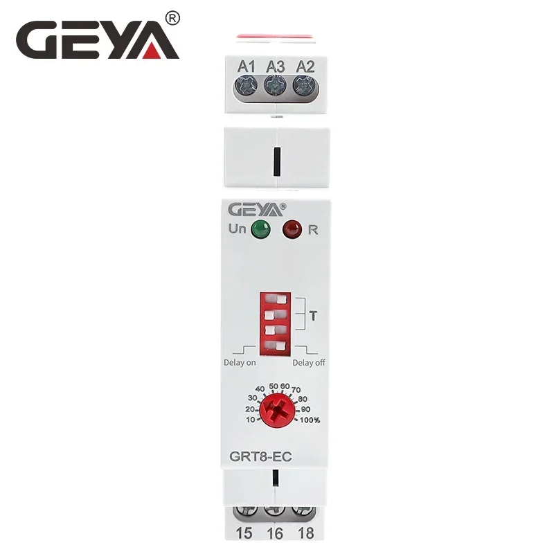 GEYA GRT8-EC 이중 기능 타이머 릴레이, 지연 온 또는 오프 지연 릴레이, AC220V, DC24V, AC380V, ACDC24V-240V 타임 릴레이 CE CB ROHS, 10A