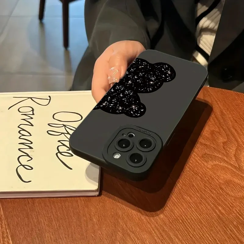 플로럴 베어 페인팅 휴대폰 케이스, 아이폰 16, 15, 14 프로 맥스, 13, 12, 11, XS, X, XR, 7, 8 플러스, SE, 2022, SE3, 충격 방지 소프트 실리콘 커버