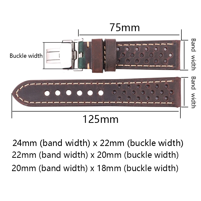 정품 소가죽 시계 밴드 팔찌 삼성 갤럭시 워치 3 4 스트랩, 20mm 22mm 24mm, 빈티지 시계 밴드 배포 걸쇠