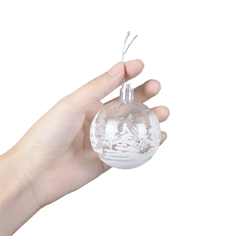 투명 눈 크리스마스 공 펜던트, 크리스마스 트리 장식, 투명 Baubles 행잉 장식품, 크리스마스 Navidad, 6cm, 6 개