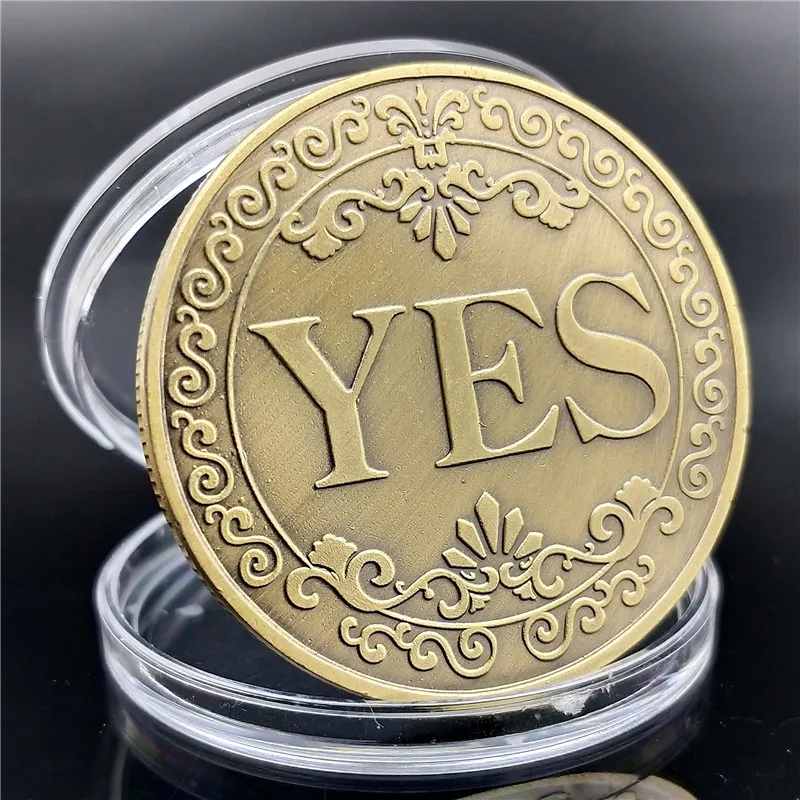 직경 25mm 동전, YES 또는 NO 결정 기념 배지, 양면 엠보싱 도금 컬렉션, 동전 수집 매력