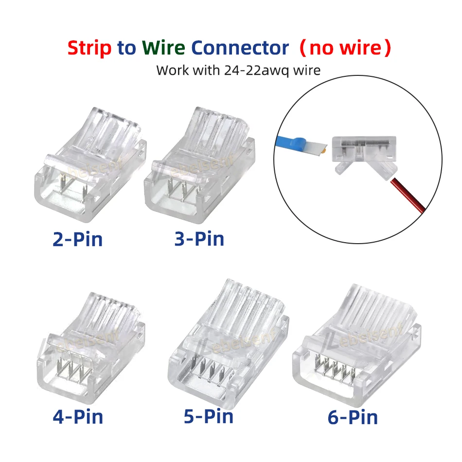 IP20 IP65 5050 3528 2835 8mm 10mm 12mm LED 스트립 라이트용 2/3/4/5/6핀 케이블 커넥터 고정 클램프 빠른 연결