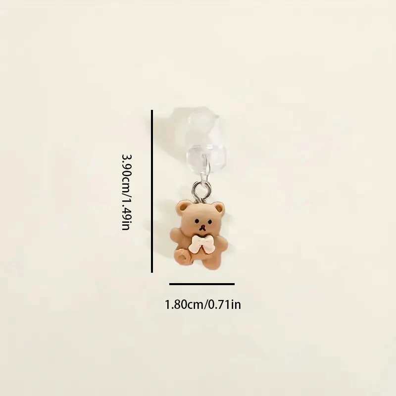 아이폰용 휴대폰 먼지 플러그, 삼성 C타입 인터페이스, 귀여운 곰 장식 액세서리, 걸이식 액세서리, 범용 먼지 플러그