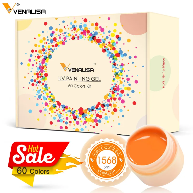 Venalisa-페인팅 젤, 60 가지 색상, 5ml, 전문 네일 페인트, 컬러 젤 폴리시, 네일아트, UV 젤 래커 젤, 바니시