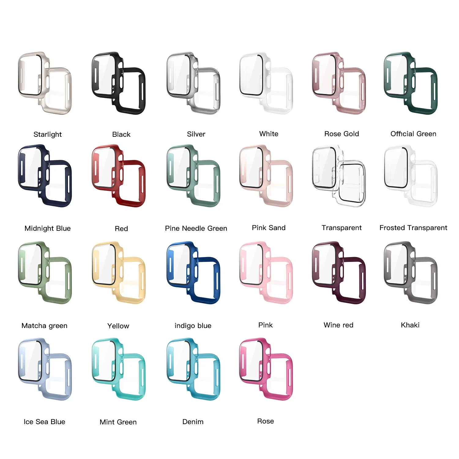 애플 워치용 강화 유리 및 커버, PC 범퍼 스크린 보호대 케이스, 아이워치 시리즈 7, 6, 5, 4, SE2, 44mm, 40mm, 42mm, 38mm, 9, 8, 7, 45mm, 41mm