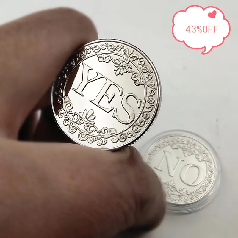 직경 25mm 동전, YES 또는 NO 결정 기념 배지, 양면 엠보싱 도금 컬렉션, 동전 수집 매력