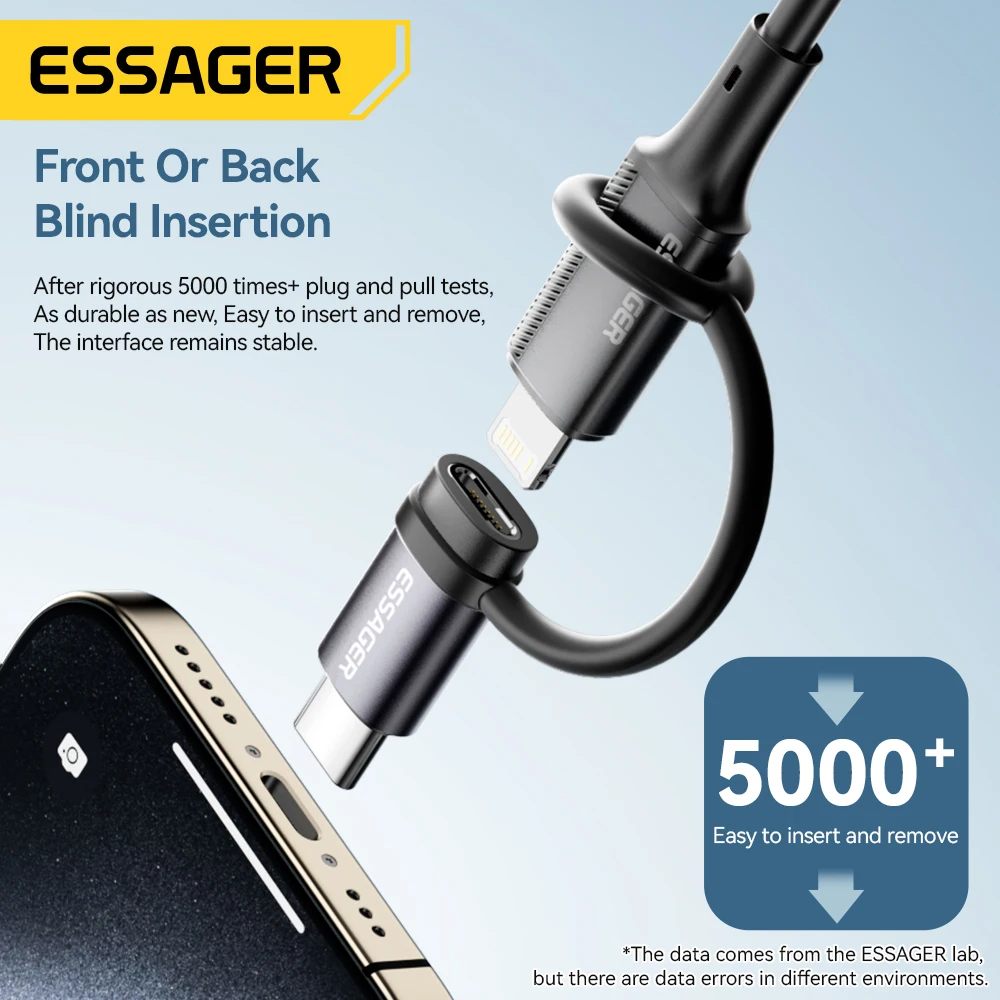 Essager USB C 어댑터 조명 OTG 변환기, 고속 충전, 아이폰 15 xr 프로, C 타입 조명용, 3A