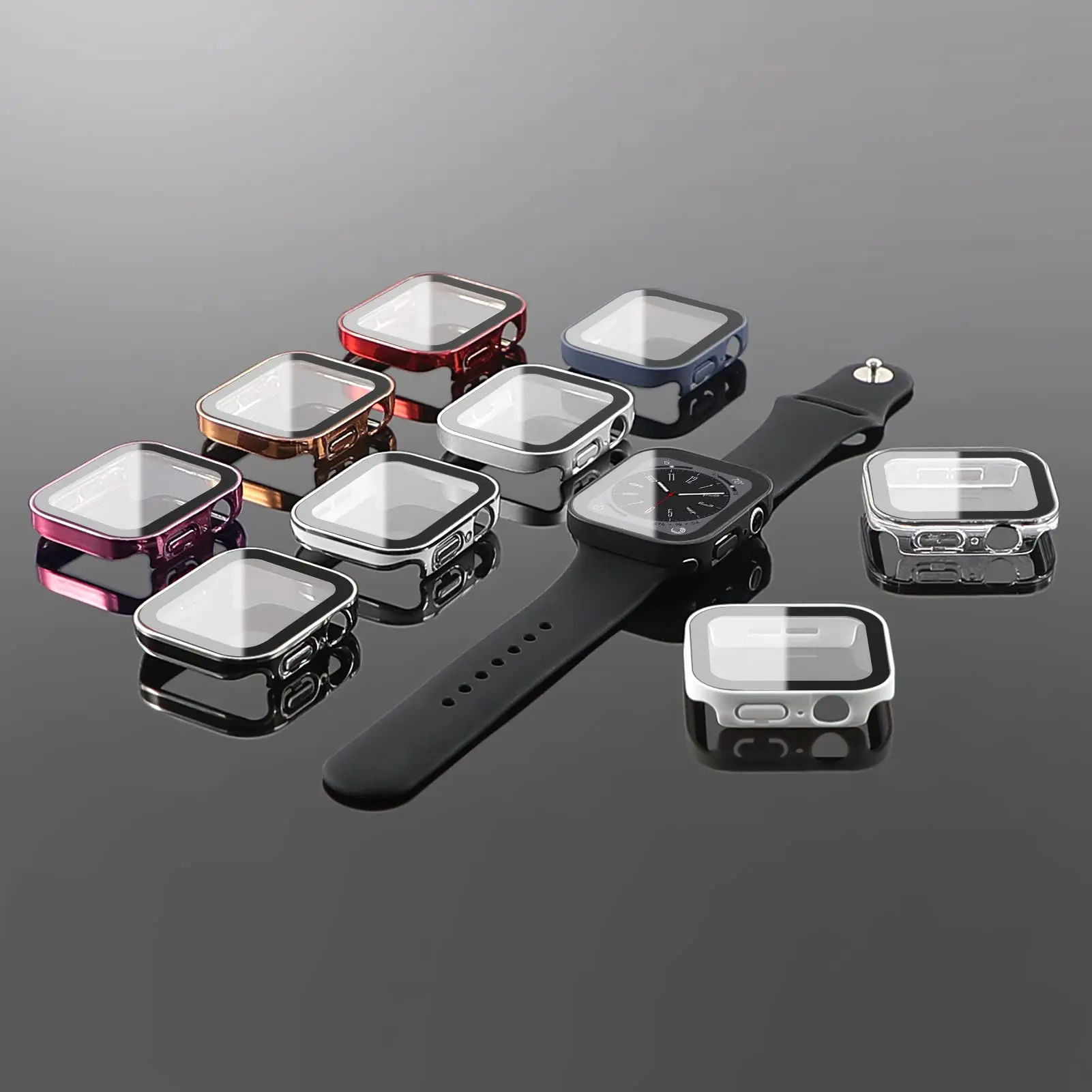 애플 워치 케이스용 유리 및 커버, 강화 스크린 보호대 액세서리, 아이워치 시리즈 10, 9, 8, 7, SE 6, 46mm, 45mm, 41mm, 44mm, 40mm, 42mm