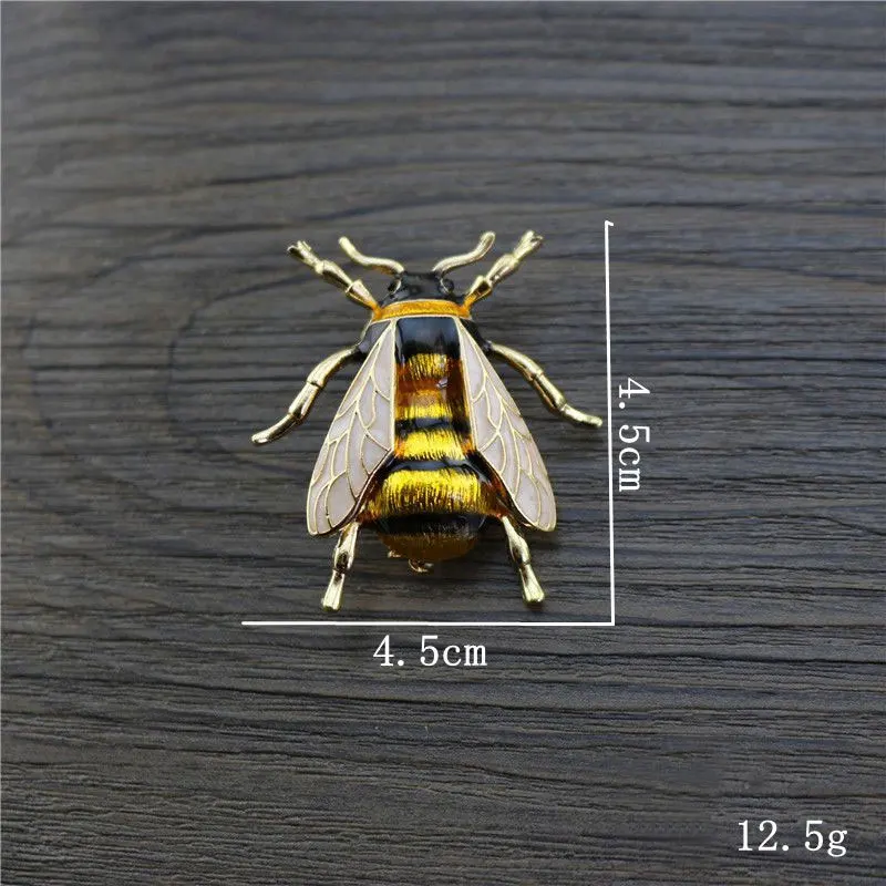 에나멜 호박비 브로치, 여성 합금, 노란색 곤충 브로치, 명절 선물, 연회 핀