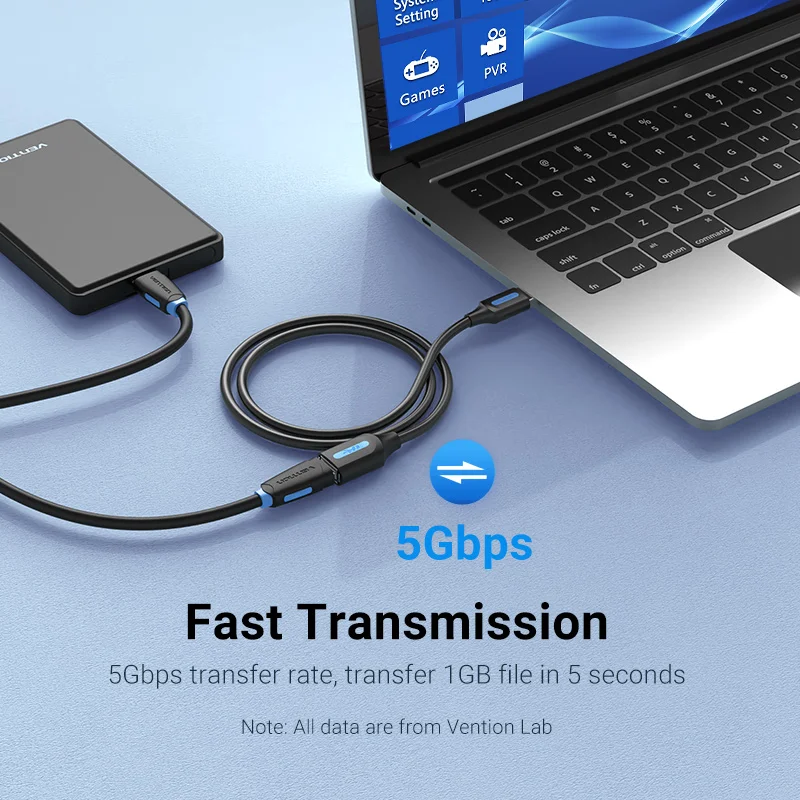 Vention USB 3.0 익스텐션 케이블, PC 스마트 TV Xbox One SSD 고속 USB 케이블 익스텐션, USB 3.0 2.0 케이블 연장기 데이터 코드