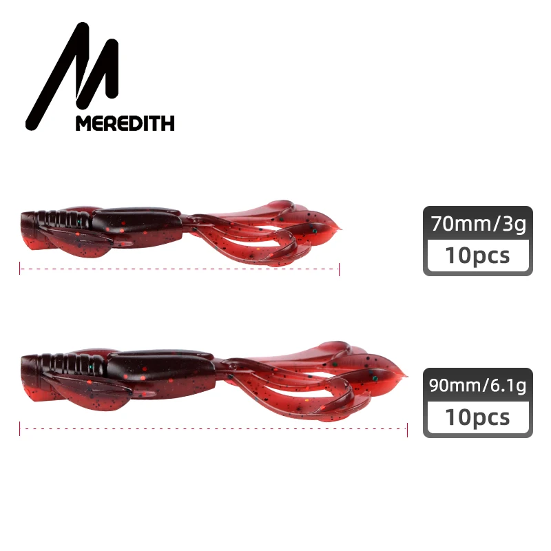 MEREDITH Crazy Flapper fishing은 70mm 90mm 소프트 루어 낚시가 부드러운 실리콘 미끼를 유혹합니다. 새우베이스 Peche Gear Fishing Tackle