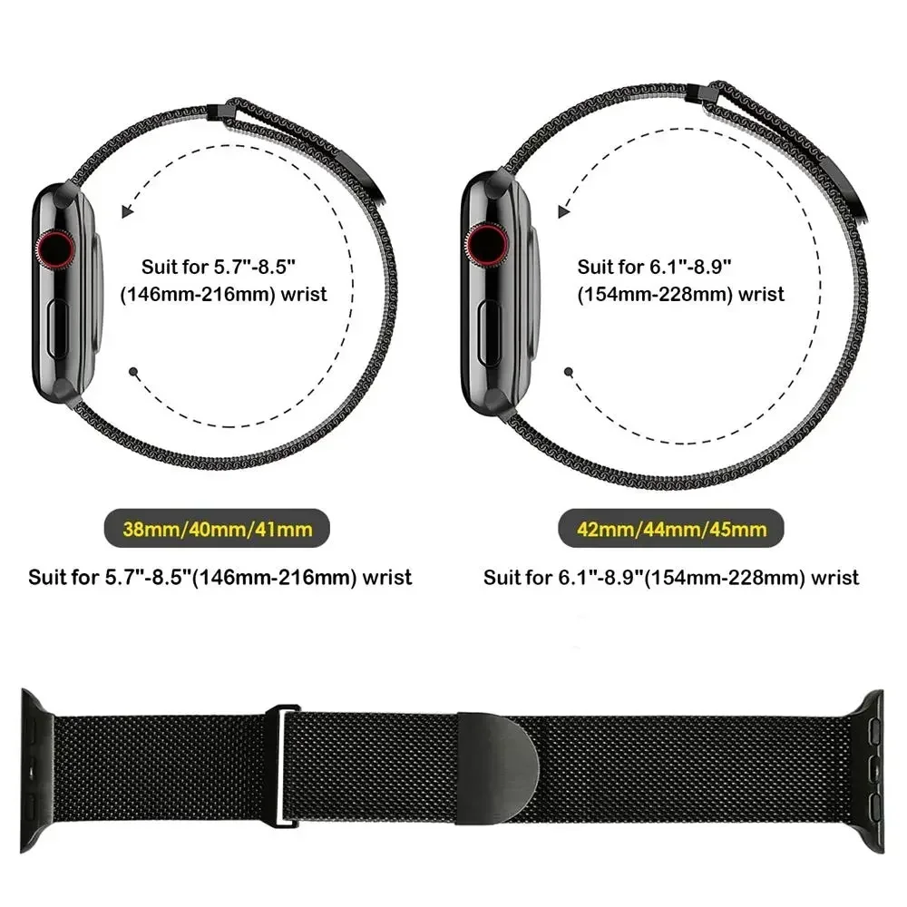 애플 워치 밴드용 밀라노 스트랩, Ultra2 49mm, 10 46mm, 9 8 7 45mm, 41mm, 금속 마그네틱 팔찌, iWatch 6 5 4 SE2 44mm, 40mm, 42mm