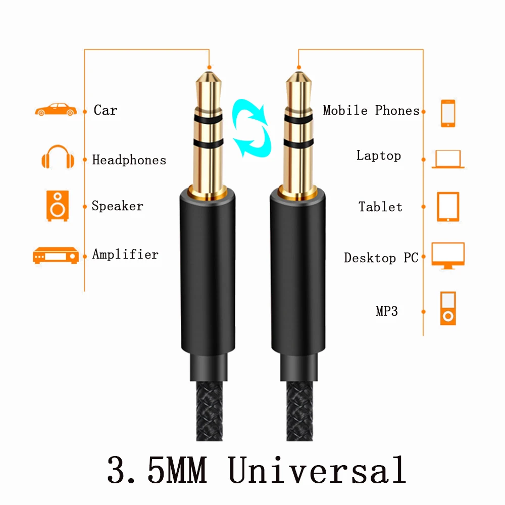 Aux 케이블, 3 5 Mm 잭 3 5 잭, 남성 자동차 보조 오디오 케이블 와이어, 전화 헤드폰 스피커 노트북 자동차 3.5 잭 케이블
