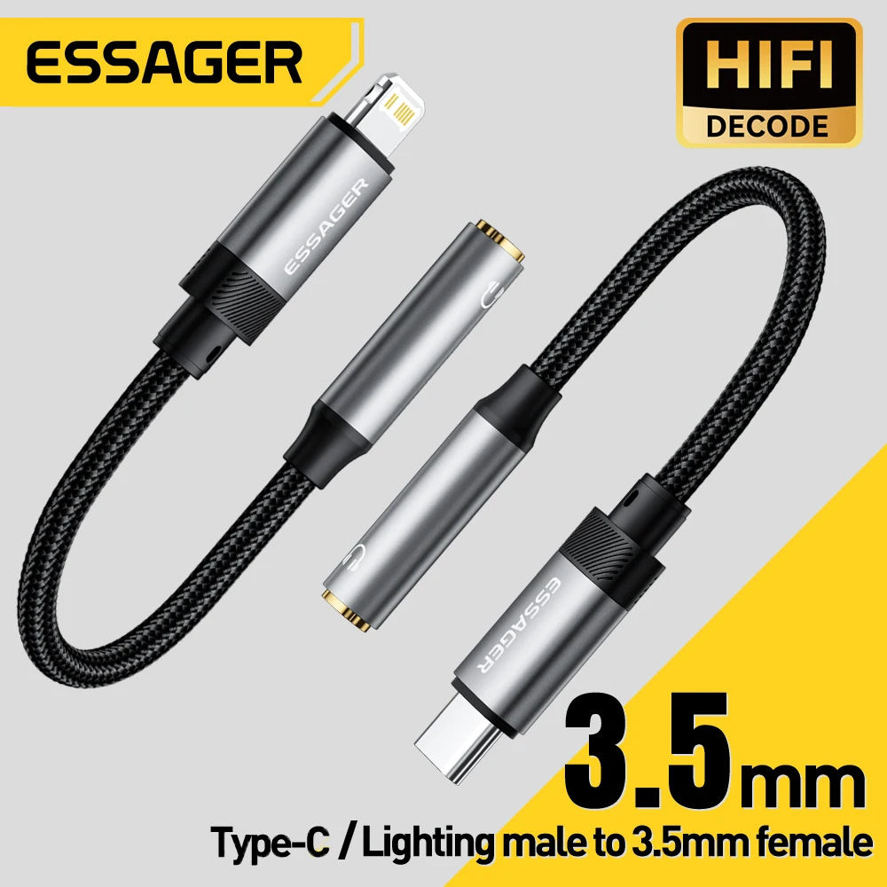 Essager C타입-3.5mm 잭 AUX 케이블, 아이폰 15 삼성 맥북 라이트닝-3.5mm 헤드폰 오디오 어댑터, 아이폰 14 13 title=Essager C타입-3.5mm 잭 AUX 케이블, 아이폰 15 삼성 맥북 라이트닝-3.5mm 헤드폰 오디오 어댑터, 아이폰 14 13 