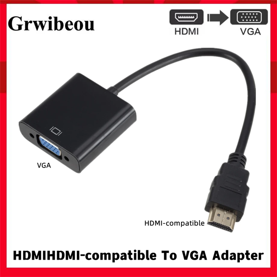 태블릿 노트북 PC TV용 디지털 아날로그 변환기, HDMI 수-VGA 어댑터 변환기 케이블, 1080P HDMI 호환 title=태블릿 노트북 PC TV용 디지털 아날로그 변환기, HDMI 수-VGA 어댑터 변환기 케이블, 1080P HDMI 호환 