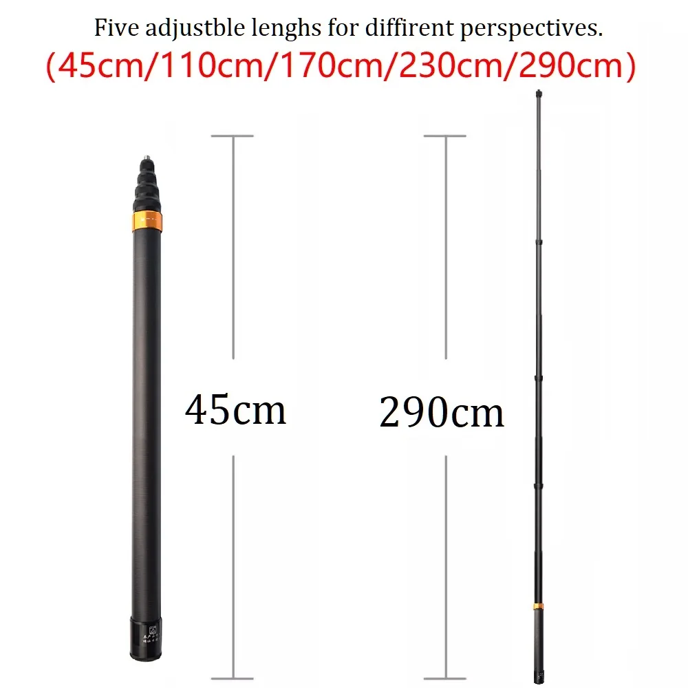 탄소 섬유 인비저블 확장 에디션 셀카봉, 고프로 인스타 360, Insta360 X4 X3 ONE RS 액세서리, 290cm, 3m