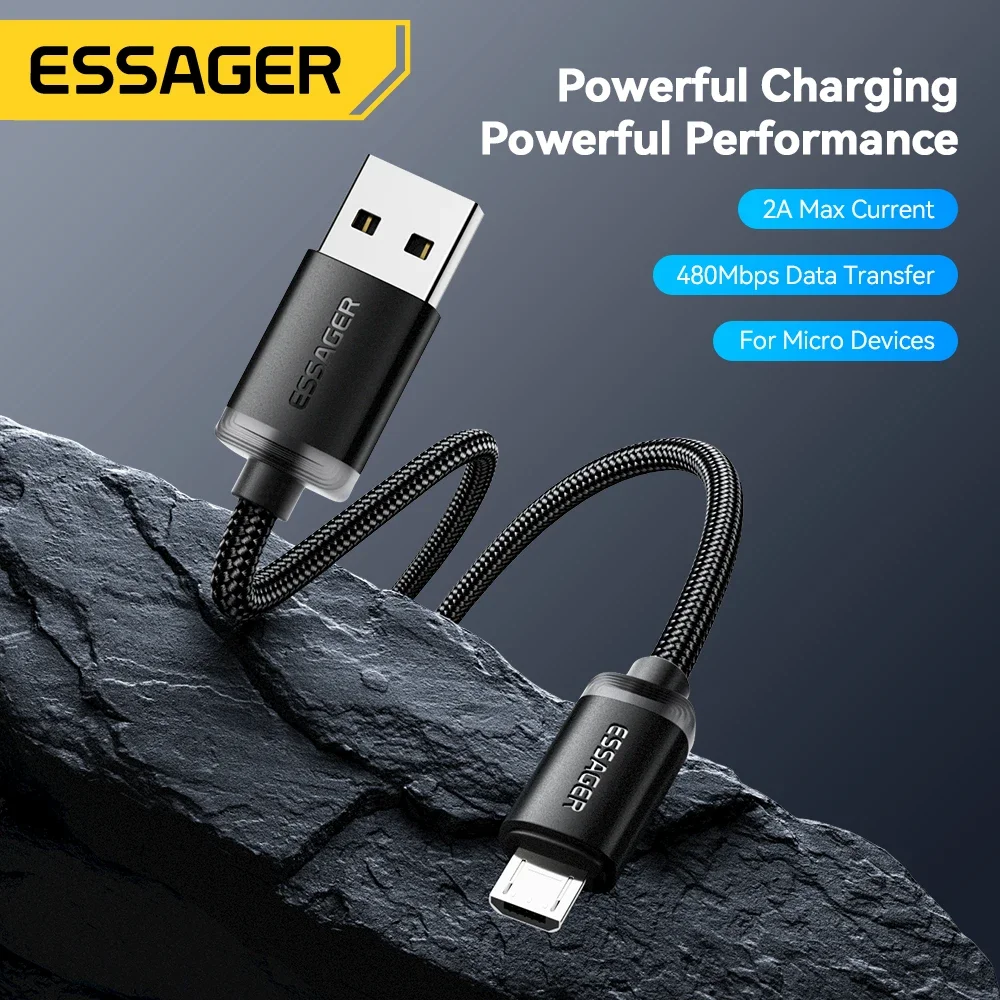 Essager 마이크로 USB 고속 충전 케이블, 샤오미 리얼미 레드미, 삼성, 화웨이 휴대폰용 USB 데이터 충전기 와이어, 3M, 2A