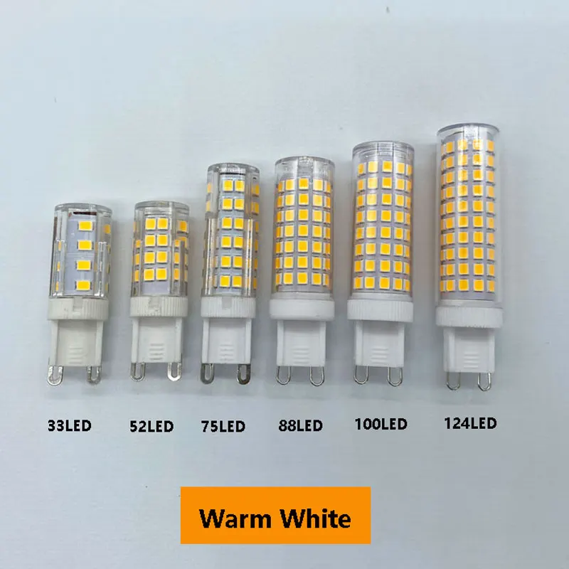 SMD 2835 LED G9 LED 램프, 차가운, 따뜻한, 자연광, 30 W, 40W 할로겐 램프 교체, 9W, 12W, 15W, 20W, 25W, AC110V, 220V