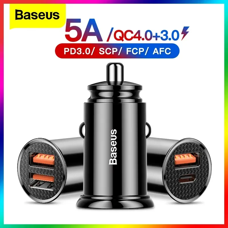 Baseus USB 차량용 충전기 빠른 충전 4.0 QC4.0 QC3.0 PPS SCP 5A PD 유형 C 30W iPhone Xiaomi 휴대 전화 용 고속 차량용 USB 충전기 title=Baseus USB 차량용 충전기 빠른 충전 4.0 QC4.0 QC3.0 PPS SCP 5A PD 유형 C 30W iPhone Xiaomi 휴대 전화 용 고속 차량용 USB 충전기 