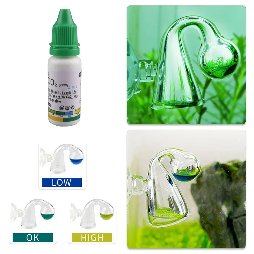 수족관 CO2 표시기 솔루션 모니터 식물 잔디 CO2 시스템 농도 어항 유리 액체 테스터 유체 드롭 검사기