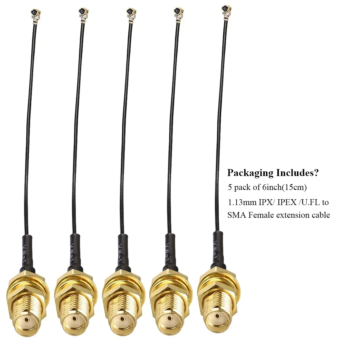 5pcs IPX UFL-SMA 연장 피그테일 케이블 SMA 암-IPX RF 어댑터 케이블 1.13mm IPX-SMA 암 연장 케이블