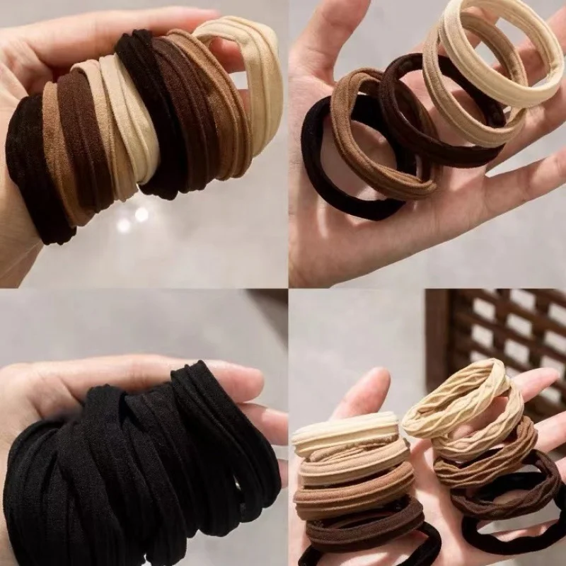 여아용 튼튼한 고탄성 심리스 헤어 로프, 주름 포니테일 거치대 고무 밴드 헤어 액세서리, 5 개/세트, 신제품