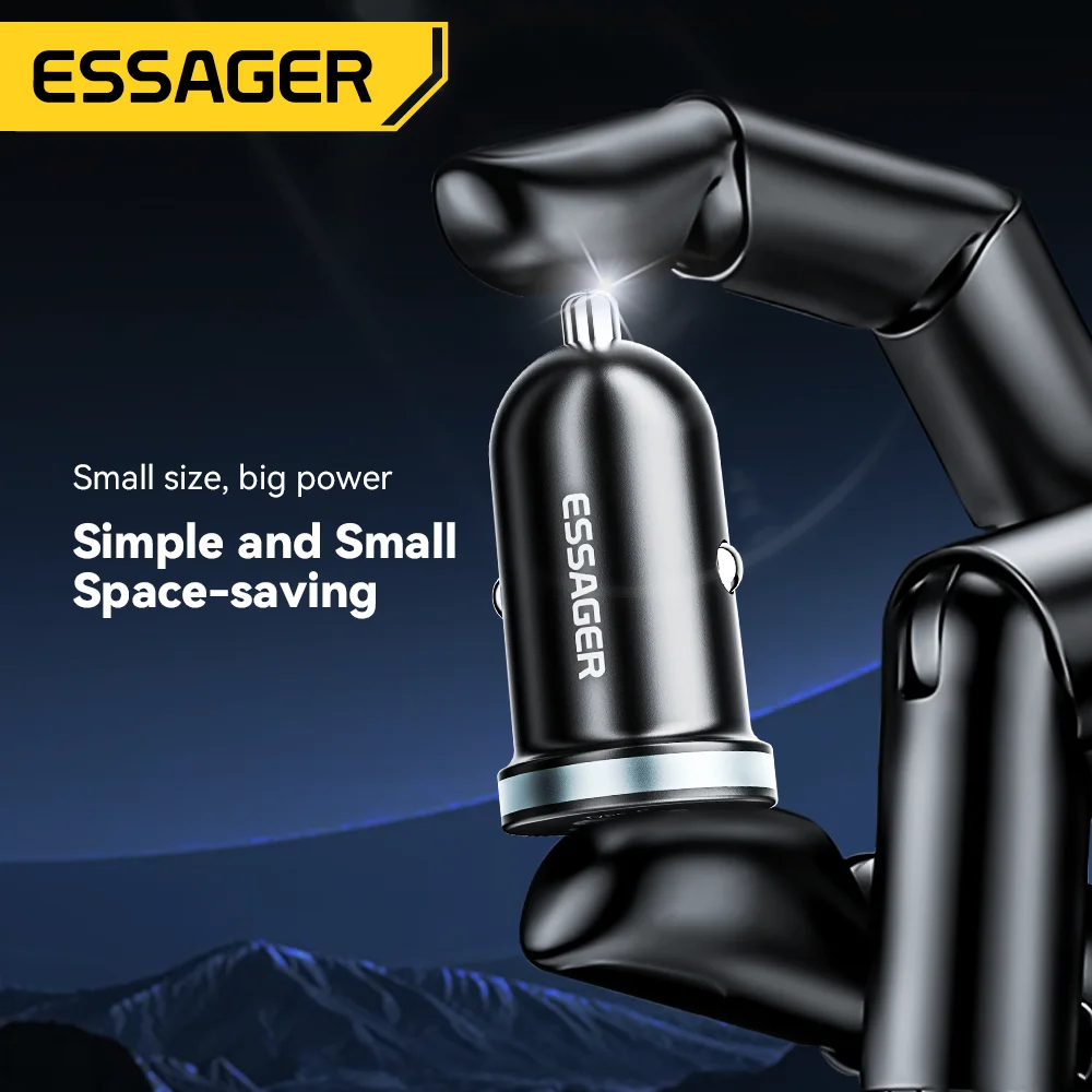 Essager 30W USB C 차량용 충전기 유형 C 빠른 충전기 PD QC 3.0 SCP 5A iPhone Xiaomi Samsung 용 고속 충전 차량용 전화 충전