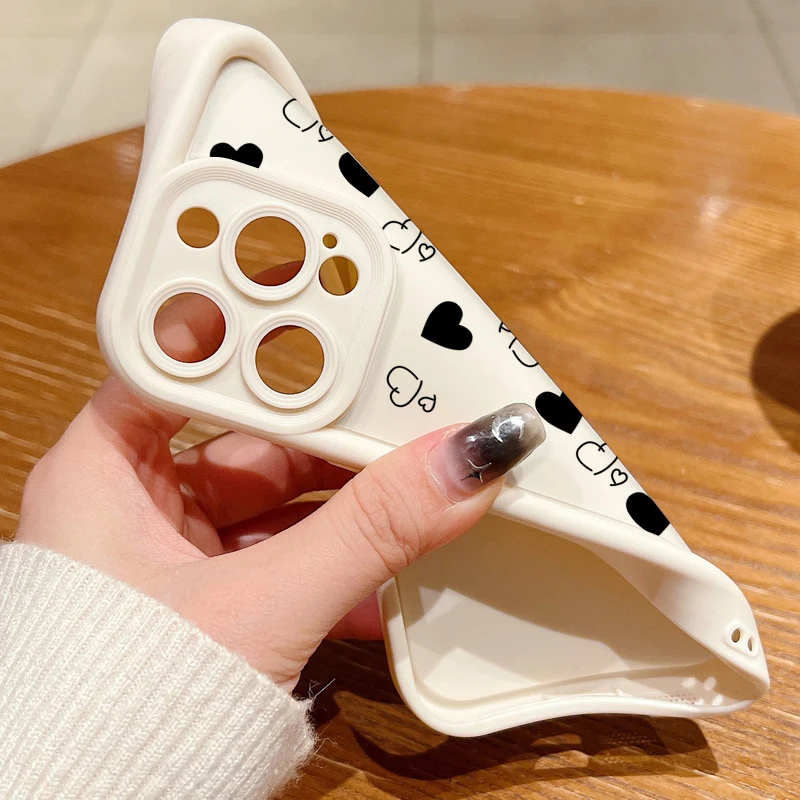 아이폰 16, 15, 13, 14 프로 맥스, 11, 12, 13 미니, 7, 8 플러스, XR, X, XS 맥스, SE2022, 러브 하트 프린트, 부드러운 충격 방지 커버